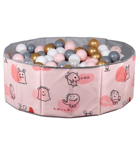Baby Marine Katlanabilir Top Havuzu - Oyun Alanı - Oyun Halısı + 150 Adet 5 Renk Top Hediye (Pembe)