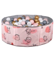 Baby Marine Katlanabilir Top Havuzu - Oyun Alanı - Oyun Halısı + 150 Adet 5 Renk Top Hediye (Pembe)