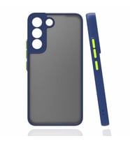Galaxy S22 Kılıf Zore Hux Düğme ve Kapak Zıt Renk Kılıf (Lacivert)