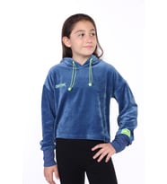 Toontoy Kız Çocuk Kapüşonlu Kadife Sweatshirt (İndigo)