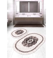 Dijital Baskılı Kaymaz Taban Yıkanabilir Oval 2'li Klozet Takımı Banyo Paspası NOKZ-SD-632 (Pembe)