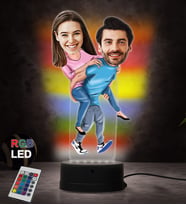 Doğum Günü Hediyesi,Sevgiliye Hediye, Kişiye Özel Fotoğraflı İki Aşık Çift Karikatür 3D Led Lamba (RGB)