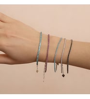 Madam Matmazel Su Yolu Zirkon Taşlı Gümüş Unisex Bileklik  925 Ayar  (Fuşya)