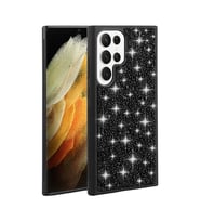 Galaxy S23 Ultra Kılıf Parlak Taşlı Tasarım Zore Linea Kılıf (Siyah)