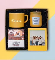 Kişiye Özel Çay & Nescafe Fincanı, Fotoğraf Çerçevesi, Kokulu Mum, Dünya Kahvesi - Farklı Renk Seçenekli (Sarı)