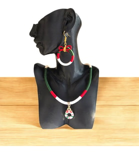 Handcraftedbyoz, Kadın, Etnik, Bohem, El yapımı, Yeni Yıl Koleksiyonu, Özel Tasarım Kolyeler (Beyaz - Yeşil)