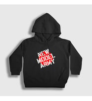 Presmono Unisex Çocuk Beyaz Logo Rock New Model Army Kapüşonlu Sweatshirt 485609tt (Siyah)