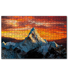 Cakapuzzle Günbatımı Kızıl Gökyüzü ve Karlı Zirve  Puzzle Yapboz MDF (Ahşap) (500 Parça)