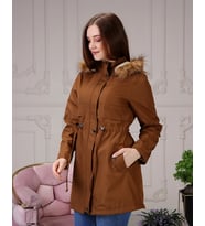 ALNİDA COLLECTİON İçi Kürkü Ve Su Geçirmez Bayan Kışlık Mont&Kaban (Taba)