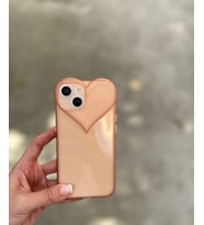 Iphone 13/14 Uyumlu Renkli Kalp Desenli Lüx Kılıf (Rose)