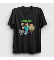 Presmono Unisex Beyaz Miners Minecraft T-Shirt 29412tt (Siyah)