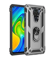 Xiaomi Redmi Note 9 Kılıf Yüzüklü Zırh Tank Vega (Gri)