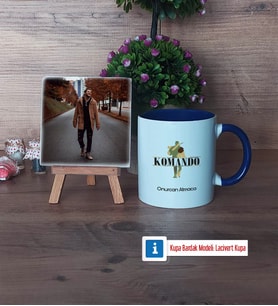 Komando Fotoğraflı Dekoratif Taş, Kupa Bardak Beyaz Hediye (Model 3)