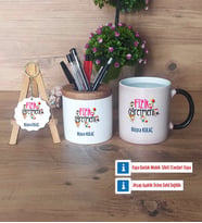 Fizik Öğretmeni Hediye Sepeti Kalemlik, Kupa Bardak Sihirli, Ahşap Anahtarlık Hediye (Model 1)