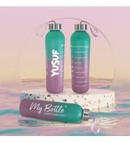 Kişiye Özel Renkli 750 ml Motivasyon Cam Su Matarası HK2708 (Lila)