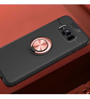 Samsung Galaxy S8 Plus Kılıf Yüzüklü Magnetli Ravel Case (Siyah-Rose Gold)