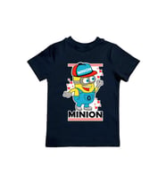 Minions baskılı pamuklu penye kumaş yazlık çocuk tişört (Siyah)