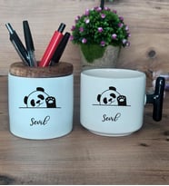 Sevimli Panda Hediye Sepeti Kupa Bardak T Kulplu, Kalemlik Hediyeleri Arkadaşa Doğum Günü Hediyesi (Model 6)