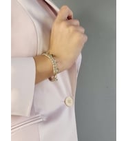 Zirkon Renkli Taşlı Kelepçe Bileklik (Gold)