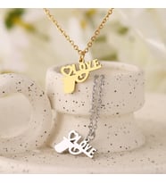 Gümüşcüm Silah ve Love Gümüş Kolye (Altın)