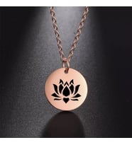 Kişiye Özel 925 Ayar Gümüş Lotus Disk Kolye (Rose)