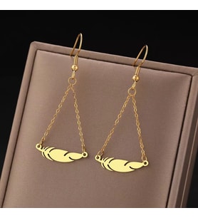 Kişiye Özel 925 Ayar Gümüş Zincir Tasarım Tüy Küpe (Gold)
