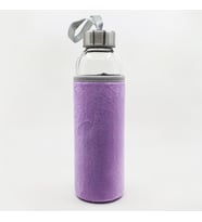 Kişiye Özel İsimli Peluş Kılıflı Cam Matara 500 ml (Lila)