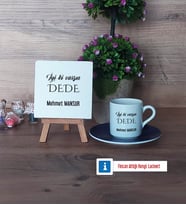 Dedeye Hediye Dekoratif Taş, Türk Kahvesi Fincanı Kırmızı İsme Özel Hediye (Model 2)