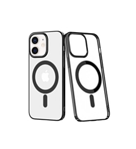 Uyumlu Model Apple iPhone 11 Kılıf Magsafe Sararmaz Şeffaf Mika Kapak (Siyah)