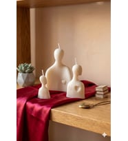 Aile Sıcaklığı Mum 3'lü Set - Mumelia Candles Doğal Soya , El Yapımı, Dekoratif -Beyaz