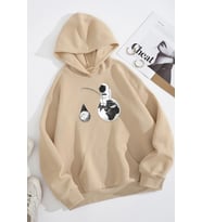 Unisex Uzay Temalı Baskılı Sweatshirt (Bej)