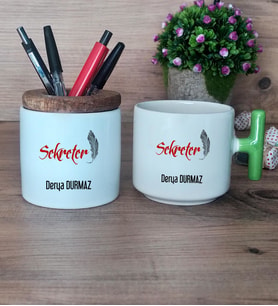 Kişiye Özel Sekreter Hediye Sepeti Kupa Bardak T Kulplu, Kalemlik Hediyeleri Sekretere Hediye (Model 8)