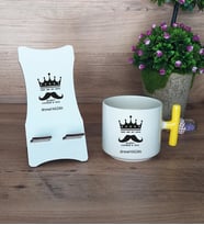 You Are My King Hediye Sepeti Kupa Bardak T Kulplu ve Ahşap Telefon Standı Babaya Doğum Günü Babalar Günü Hediyesi (Model 5)