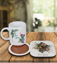 Kişiye Özel Tasarım Kupa Bardak Ve Fotoğraflı Ahşap Bardak Altlığı 99262 (Siyah)