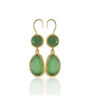 Kadir Jewellery 22 Ayar Altın Kaplama Kadın Taşlı Küpe -El İşçiliği Ve Hipoalerjenik Küpe (Yeşil)