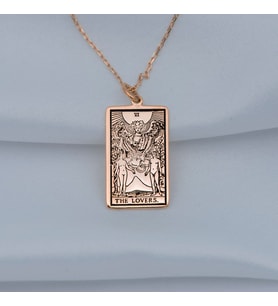 Kişiye Özel 925 Ayar Gümüş The Lovers Tarot Kolye (Rose)