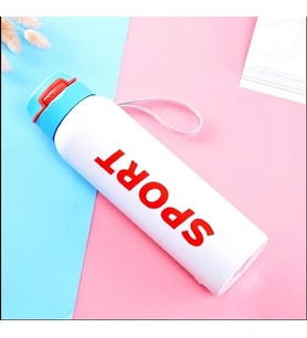500ml Taşınabilir Spor Baskılı Paslanmaz Çelik Ultra Termos (Beyaz)