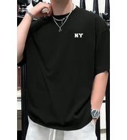 Erkek Ny Baskılı Oversize Tshirt (Siyah)