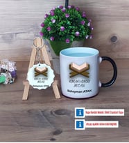 Kuran Kursu Hocası Kupa Bardak Kırmızı ve Ahşap Anahtarlık Hediye (Model 8)