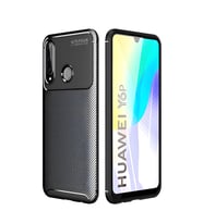Huawei Y6P Kılıf Negro Karbon Tasarım Silikon Kılıf (Siyah)