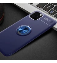 Apple iPhone 11 Pro Max Kılıf Zore Ravel Yüzüklü Silikon Kılıf (Mavi)