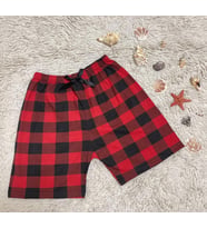 %100 Pamuk Kadın Yüksek Bel Dört Mevsim Şort Pijama  (Kırmızı)
