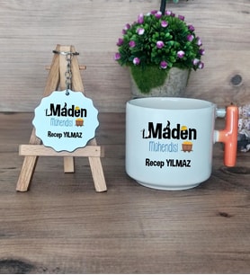Maden Mühendisi Hediye Seti Kupa Bardak T Kulplu ve Anahtarlık Mühendisler Günü Hediyesi (Model 7)