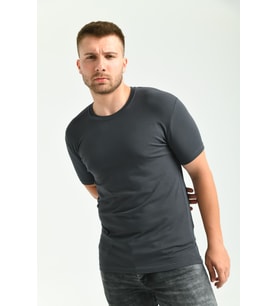 unisex Likralı  Bisiklet Yaka Kısa kollu T-shırt (Füme)
