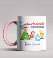 Kişiye Özel Okul Öncesi Öğretmeni Tasarımlı Siyah Renk Kupa 4 (Pembe)