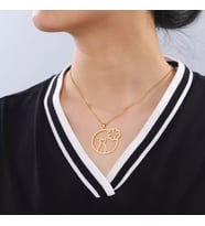 Kişiye Özel 925 Ayar Gümüş Kedi ve Çiçek Kolye (Gold)