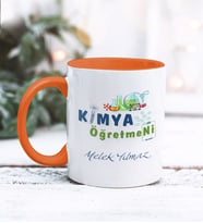 Kimya Öğretmeni Tasarımlı Kişiye Özel Kupa Bardak (Turuncu)