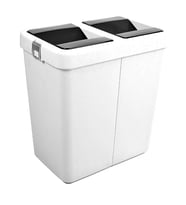 Motek 80 Litre Hassas Kapaklı Çift Gözlü Geri dönüşüm Çöp Kovası (Beyaz)