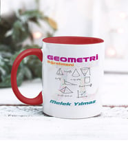 Geometri Öğretmeni Tasarımlı Kişiye Özel Kupa Bardak (Kırmızı)