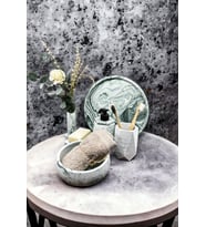 betonmall 6'lı Mermer Desenli Beton Banyo Seti Tuvalet Wc Sıvı Sabunluk Diş Fırçalığı Aksesuar Takımı (Yeşil)